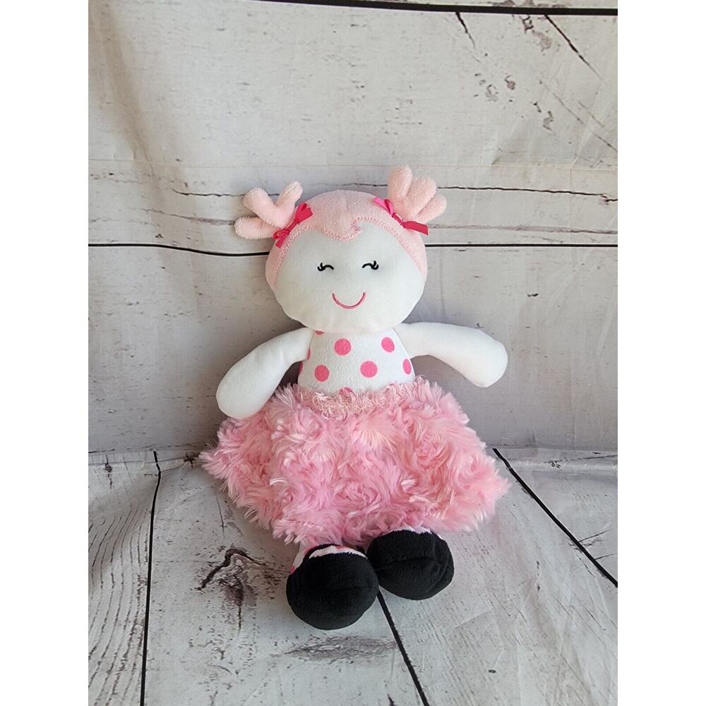 Baby Starters Ballerina Plush 12" White Pink Polka Dot Swirl Tutu Doll Toy Plush